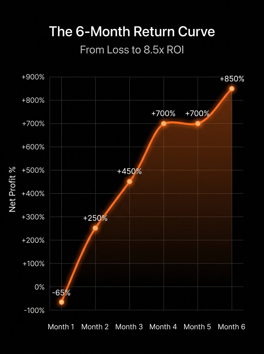 6-month return curve from -65% to +850%